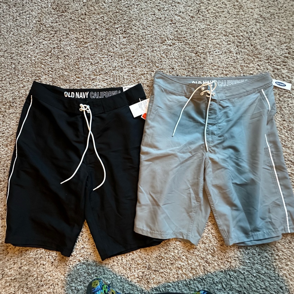 Old Navy Black and Gray Board Shorts